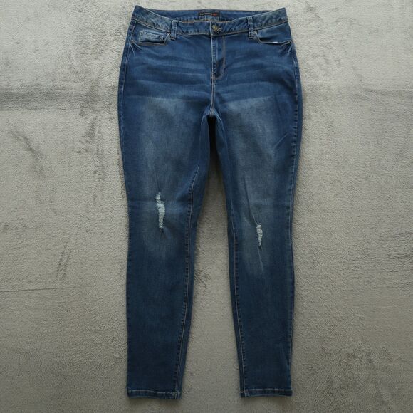 YMI Jeans Women's Size 14 Blue High-Rise Skinny Denim 29" Inseam Distressed - Picture 1 of 16